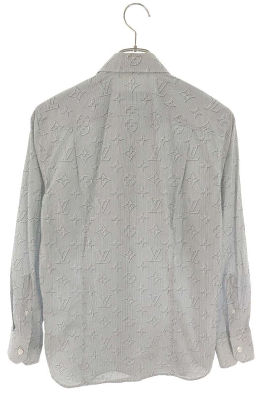 LOUISVUITTON Gray Monogram Stripe Long Sleeve Shirt Size S