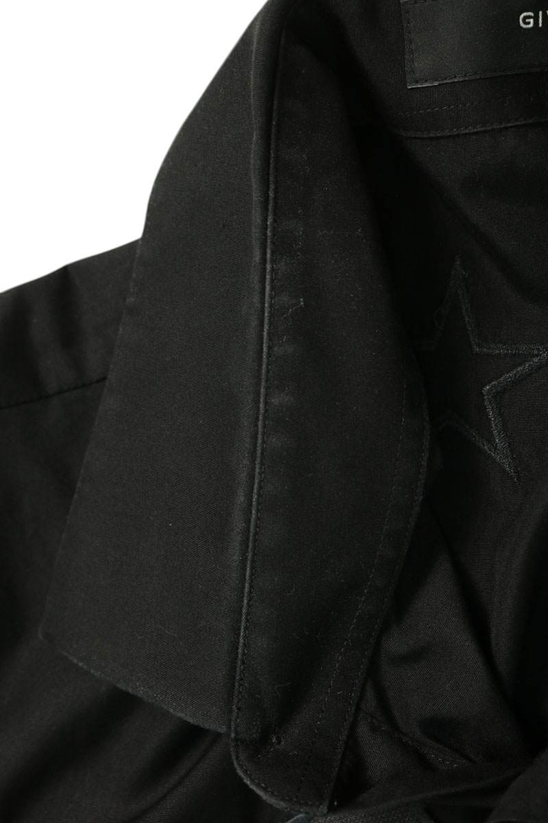 GIVENCHY Star Embroidered Cotton Shirt Black Size 42