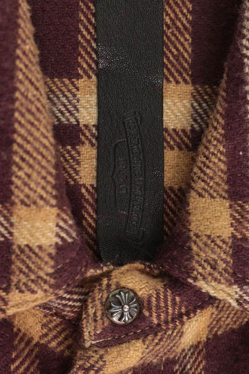 Chrome Hearts WORK DOG Cross Ball Button Shirt Brown Size L