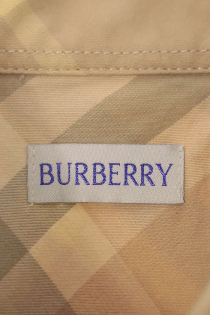 Burberry Beige Cotton Check Pattern Shirt Size M