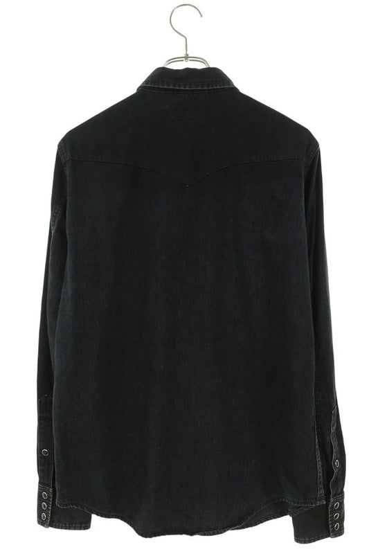 SAINT LAURENT PARIS Black Denim Western Shirt Size M