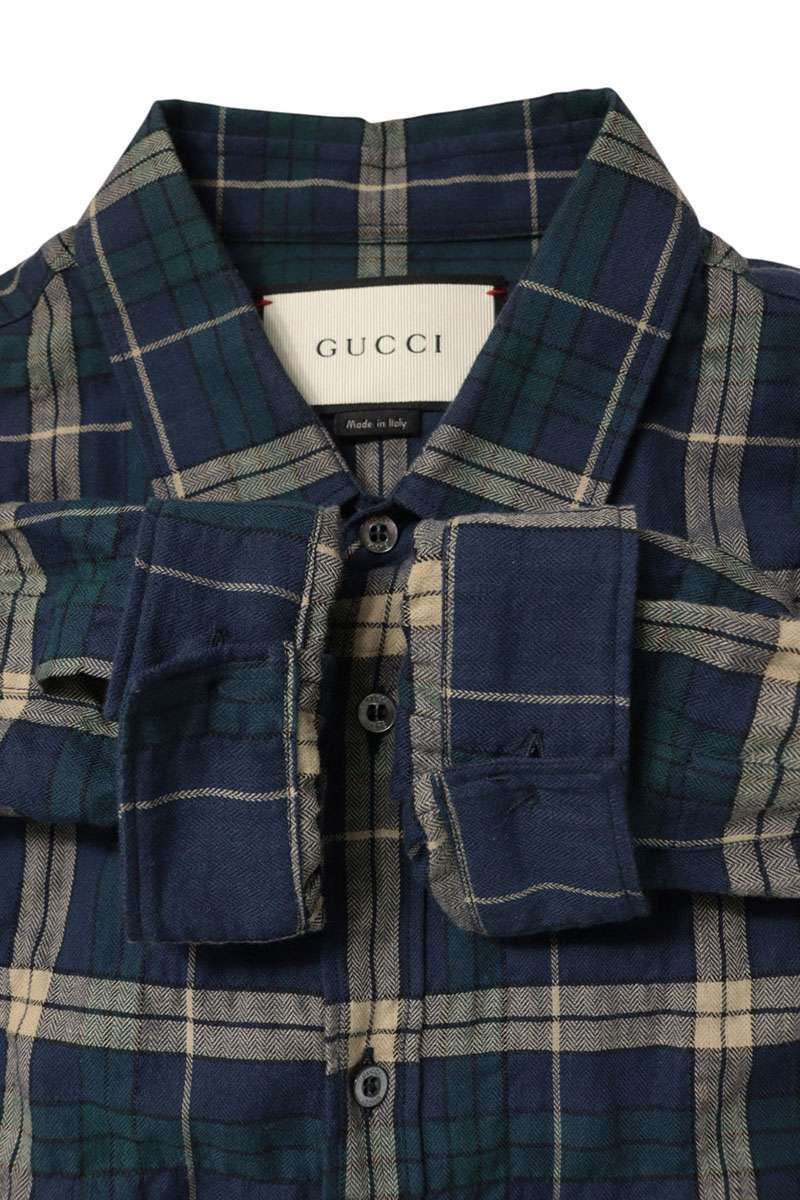 GUCCI Check Long Sleeve Shirt Size M
