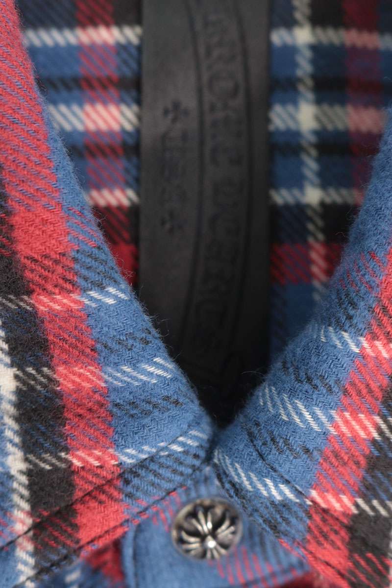 Chrome Hearts WORK DOG Cross Button Check Shirt Size L