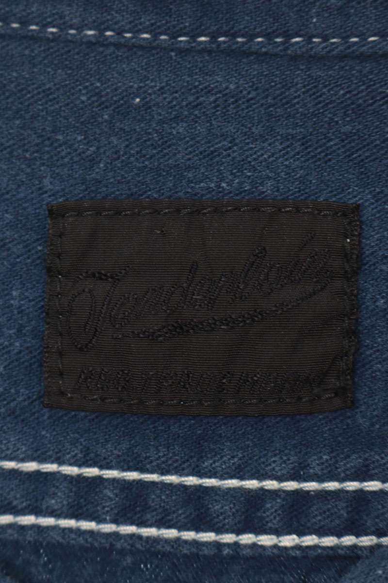 TENDERLOIN Patch Long Sleeve Shirt Blue Size L