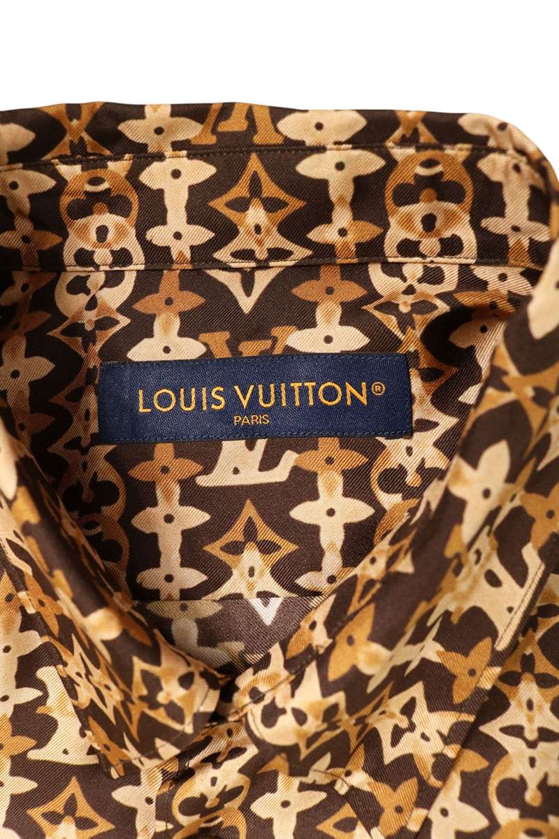 LOUISVUITTON 26SS Monogram Overlap Silk Sleeve Shirt Size S