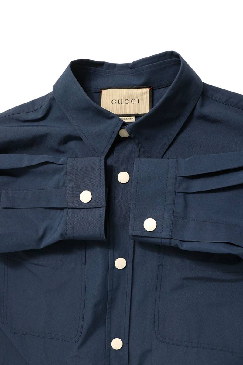 GUCCI Logo Embroidered Cotton Blend Shirt Size 48