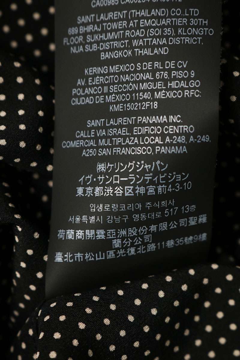 SAINT LAURENT PARIS Dot Pattern Silk Shirt Black Size L