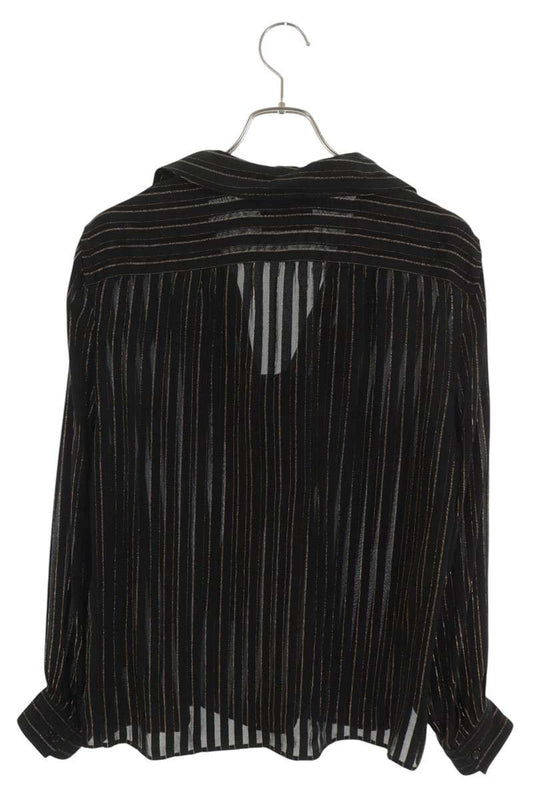 SAINT LAURENT PARIS 22AW Silk Shirt Black/Gold Size 38