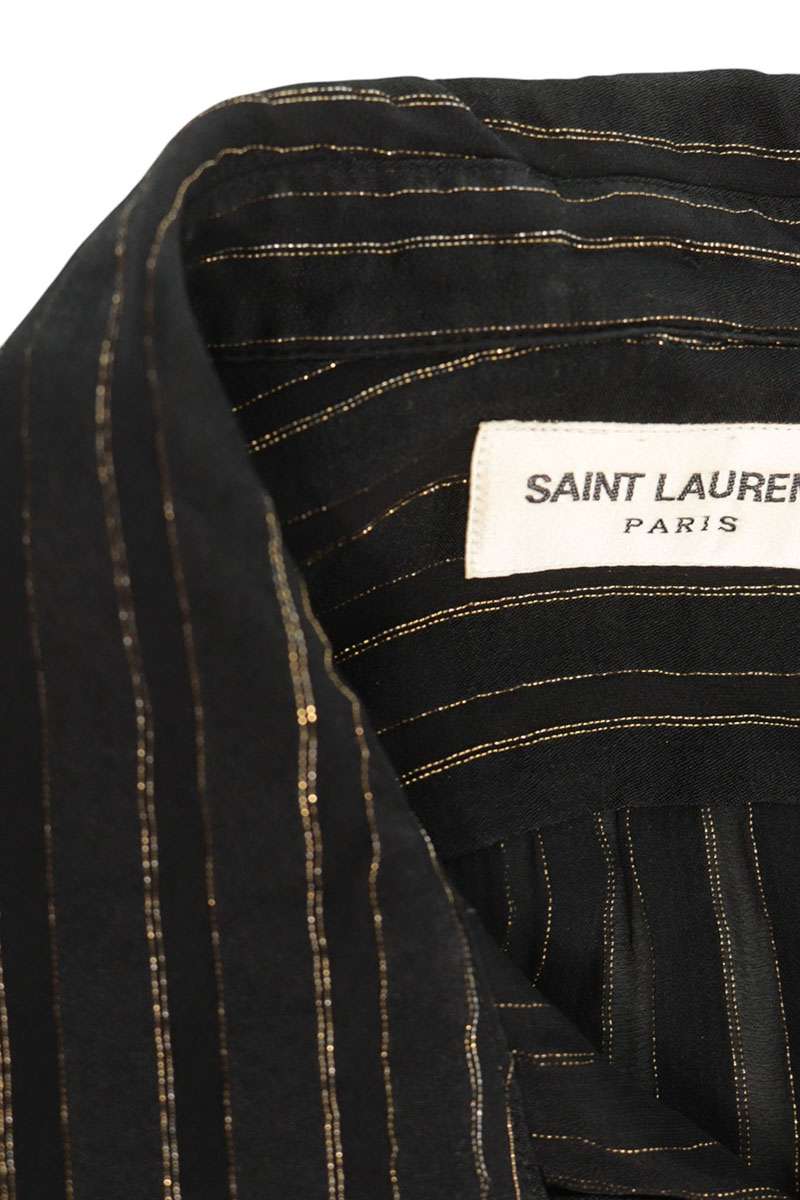 SAINT LAURENT PARIS 22AW Silk Shirt Black/Gold Size 38