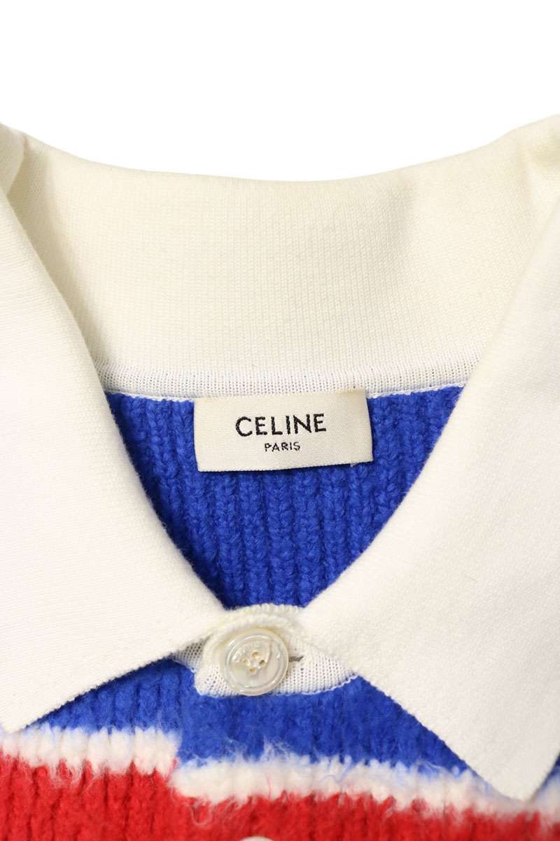 CELINE Stripe Long Sleeve Shirt Blue Red Size XL