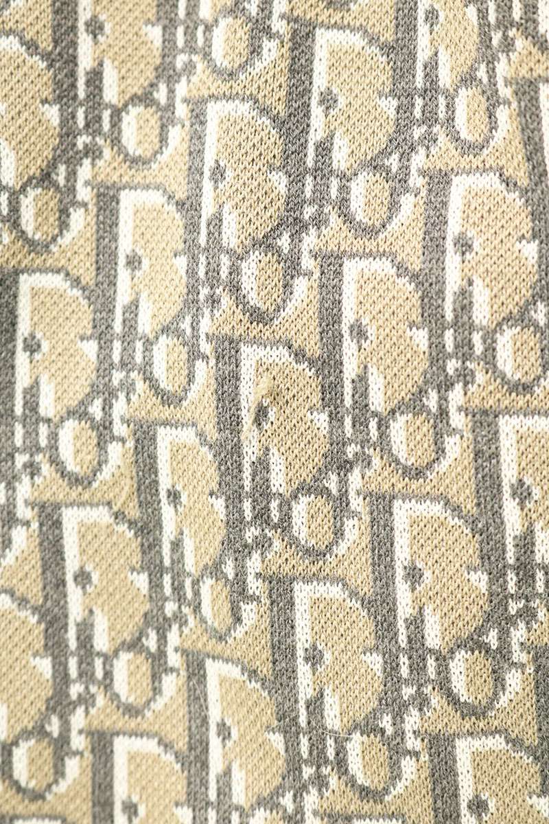 DIOR Oblique Pattern Cotton Knit Sweater Beige Size M