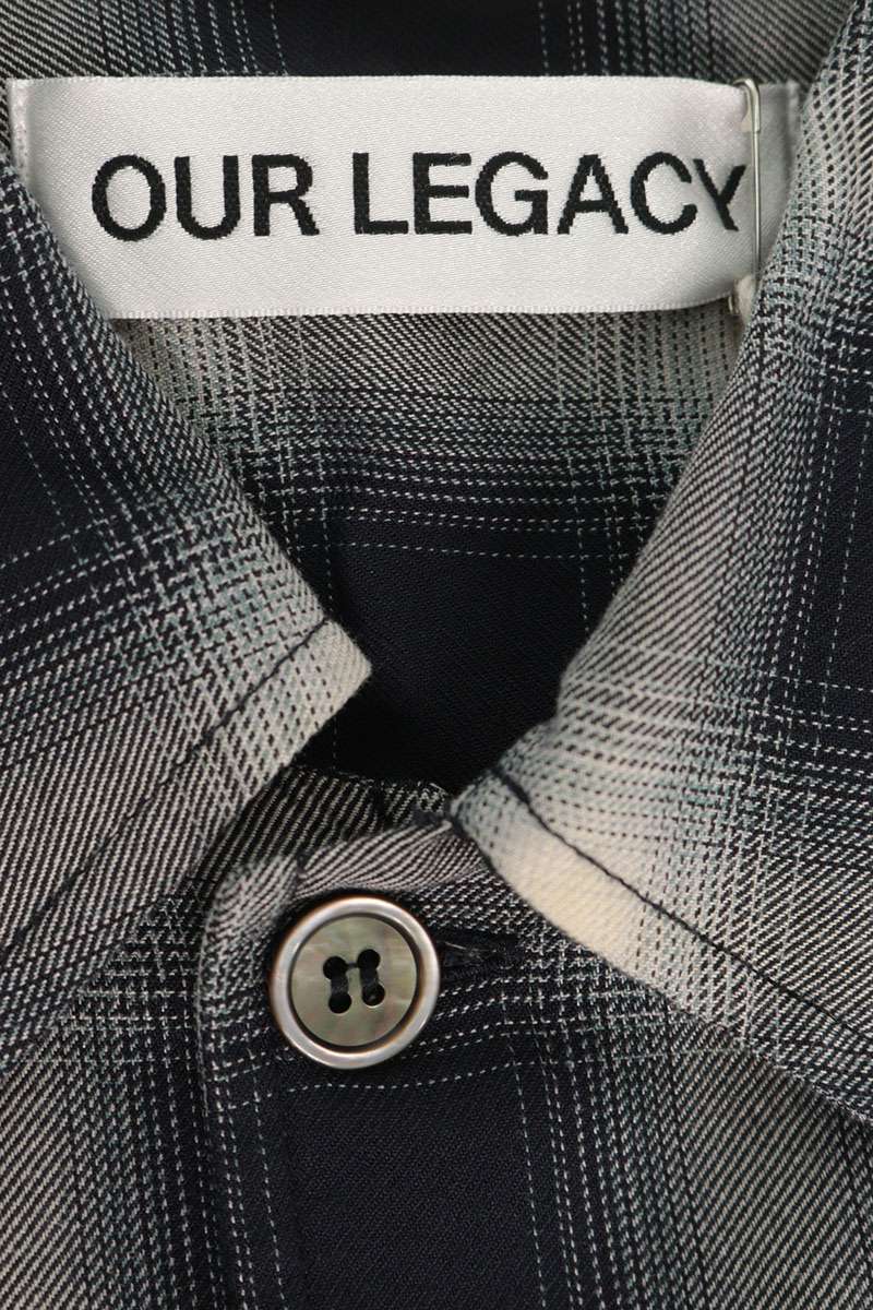 OUR LEGACY 26SS Ombre Check Viscose Long Sleeve Shirt B/W Size 46