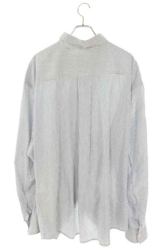 HED MAYNER Striped Poplin Long Sleeve White Navy Shirt Size S