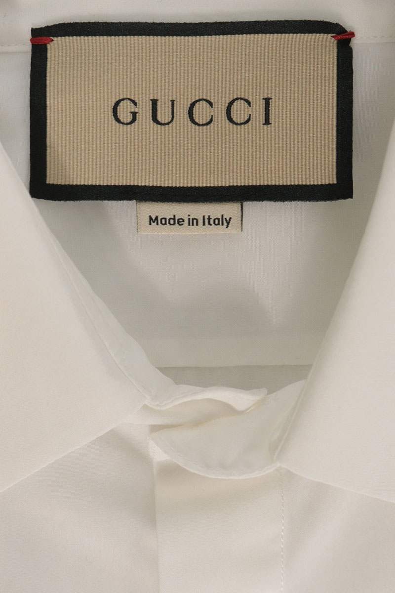 GUCCI ZAJOL GG Logo Long Sleeve Shirt White Size 39