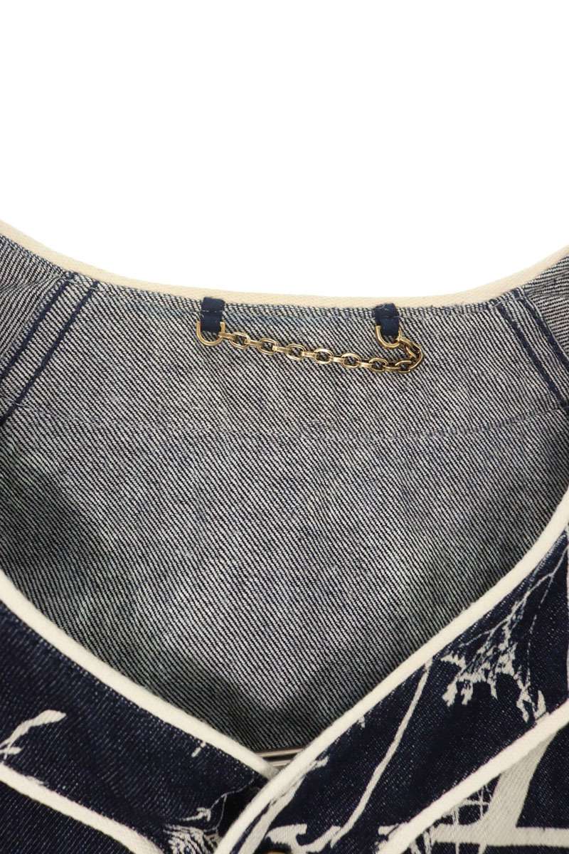 LOUISVUITTON LV Leaf Denim Baseball Shirt Blue Size XXL