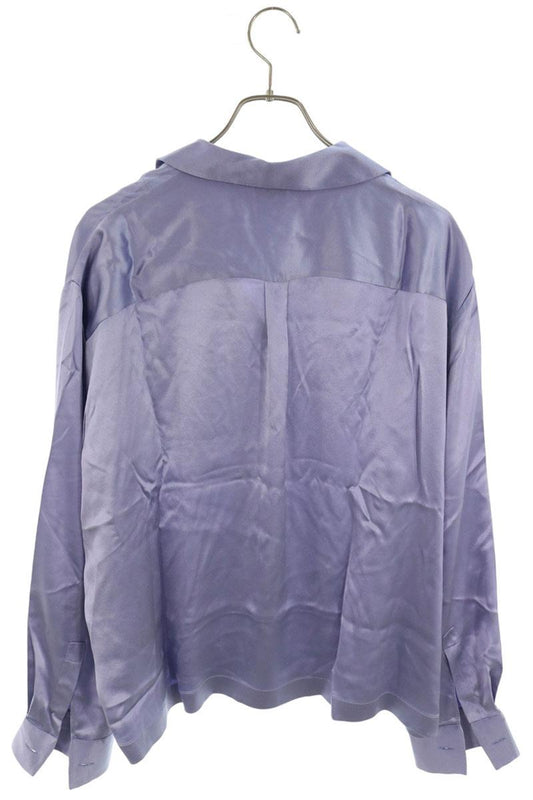 LOEWE Anagram Pajama Silk Long Sleeve Shirt Purple Size 40