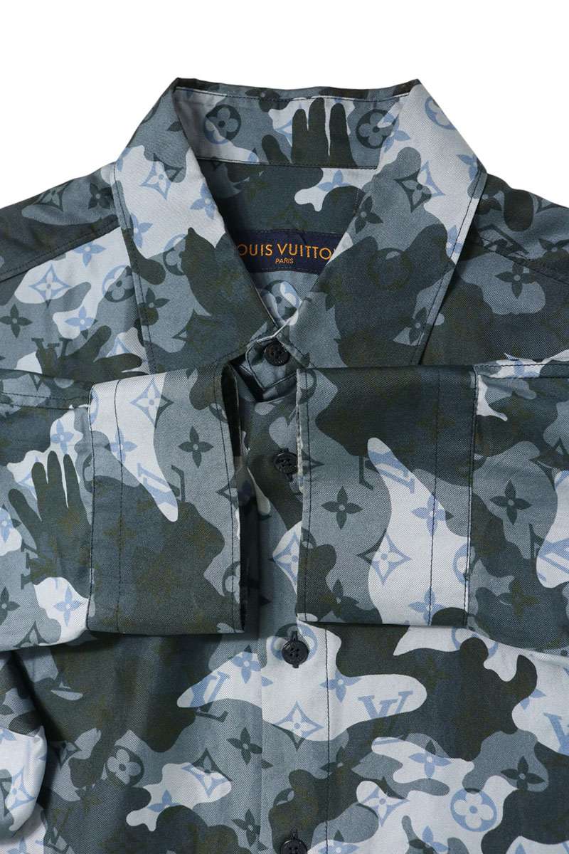 LOUISVUITTON 20AW Monogram Camo Silk Shirt Size M