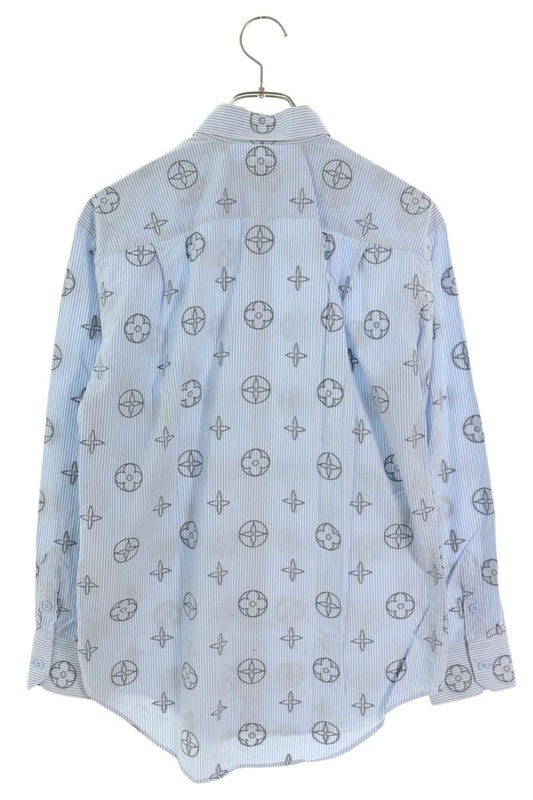 LOUISVUITTON 21SS Monogram Stripe Long Light Blue Shirt Size XS