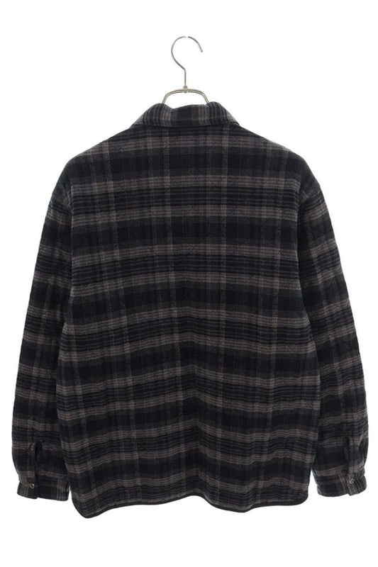 SUPREME 19AW Quilted Plaid Zip Up Shirt Gray Size S