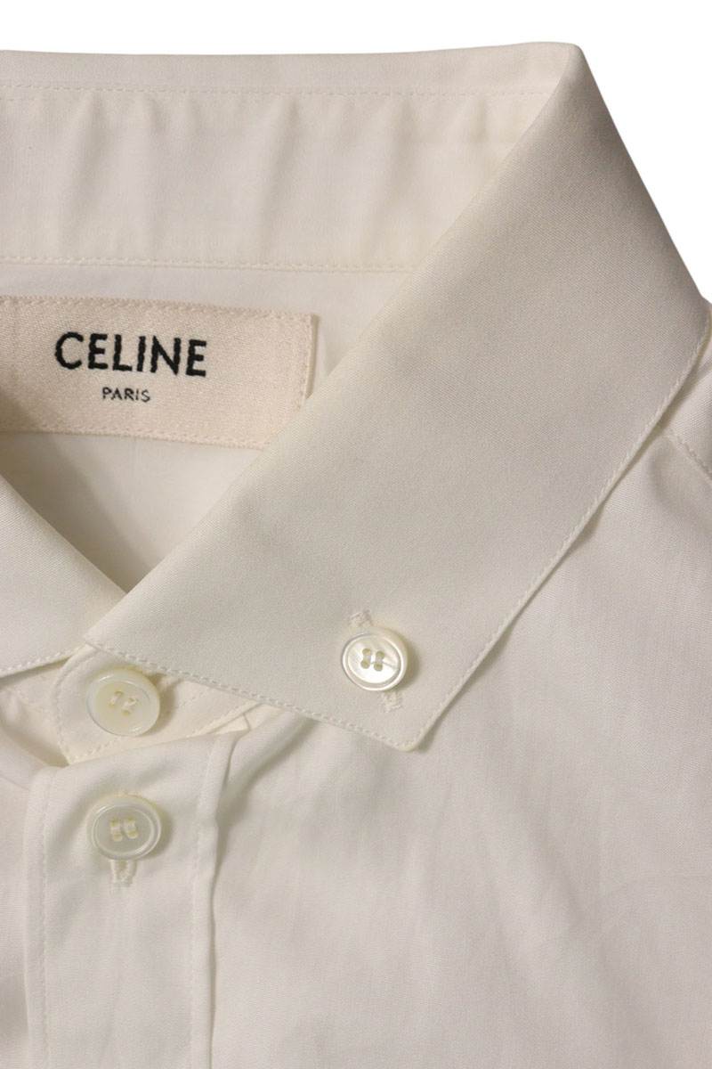 CELINE Cotton Button-Down Long Sleeve Shirt White Size 37