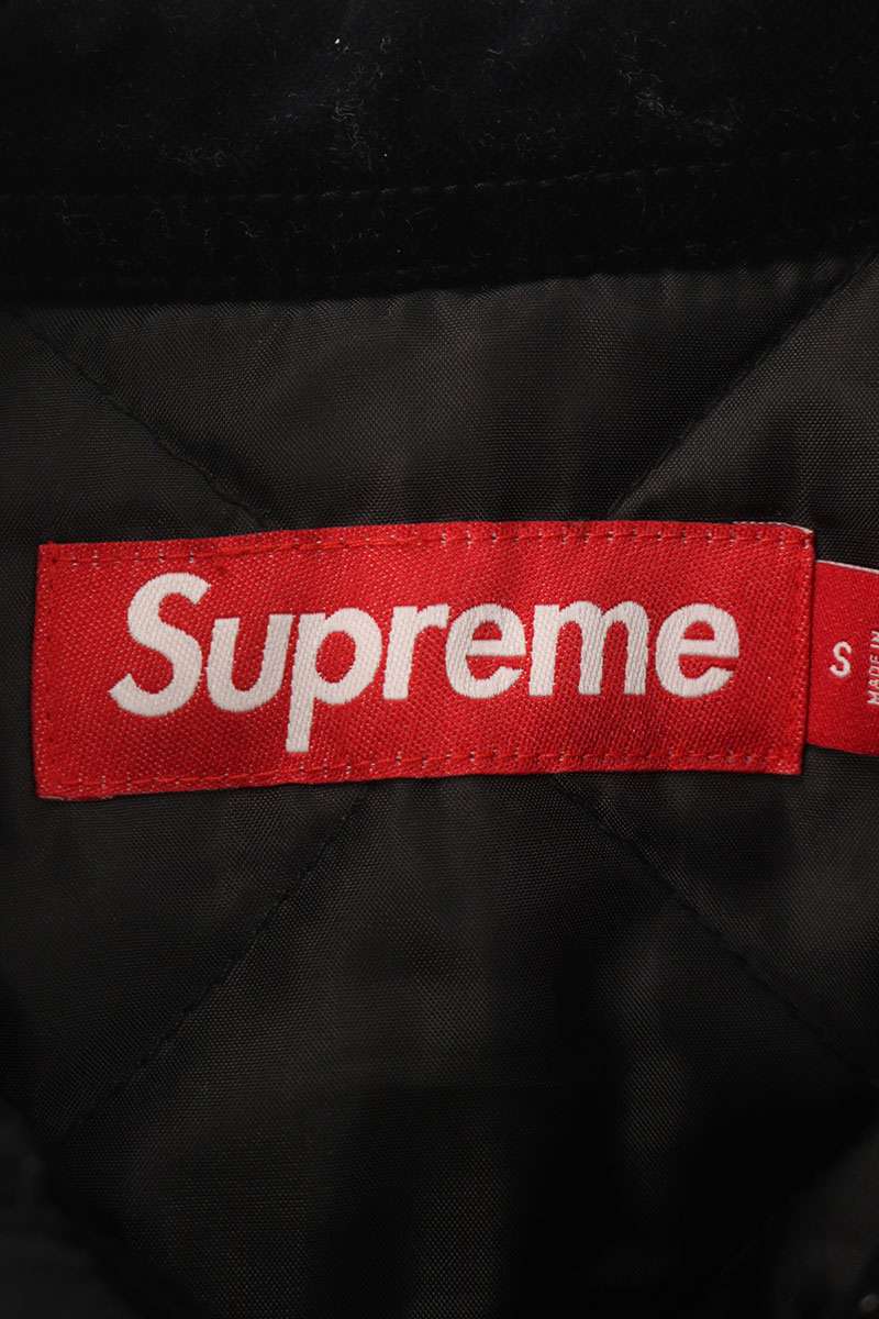 SUPREME 25AW Quilted Lined Hooded Velvet Shirt Black Size S