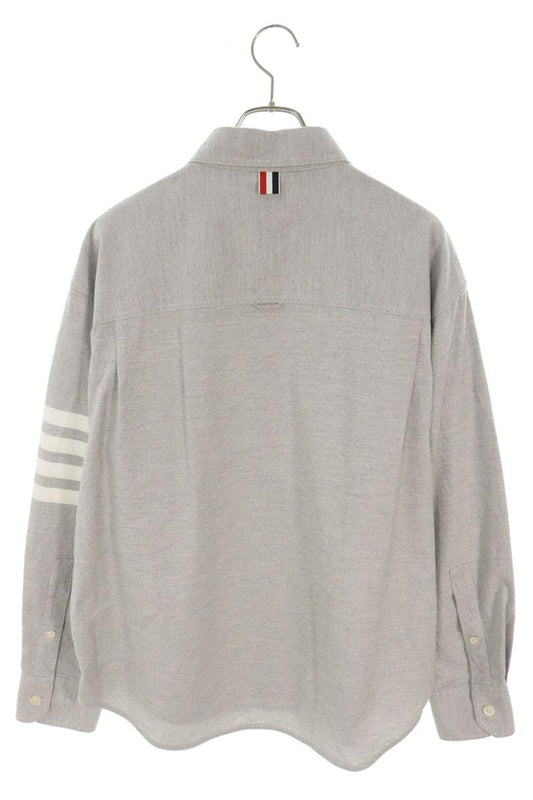 THOM BROWNE Flannel 4-BAR Oversized Long Shirt Gray Size 1