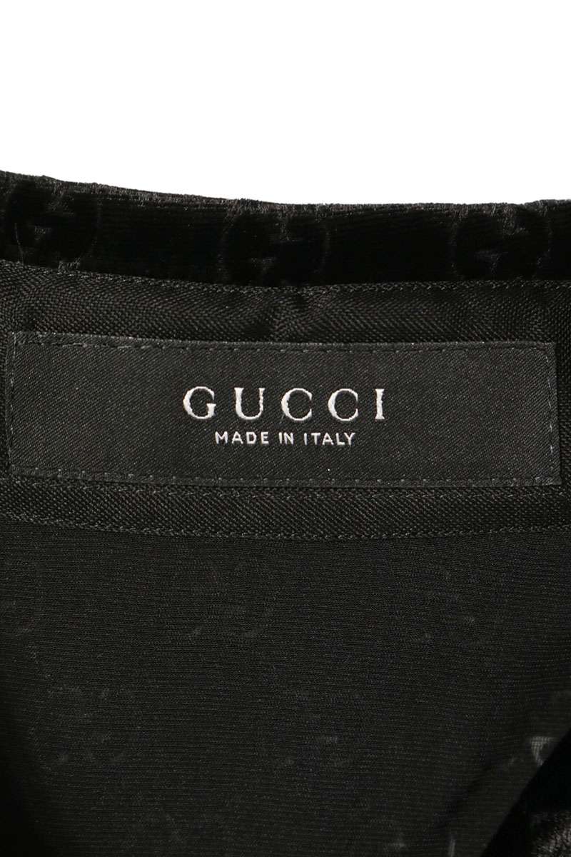 GUCCI GG Stretch Velvet Devore Shirt Black Size 50
