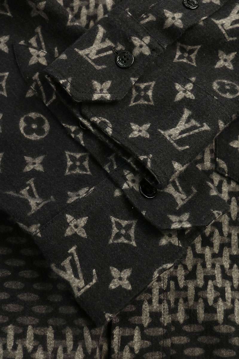 LOUISVUITTON 20AW Monogram Damier Flannel Shirt Black Size M