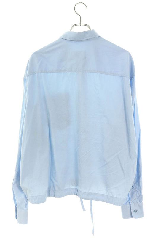 AMI Alexandre Mattiussi Cropped Drawcord Shirt Blue Size 40