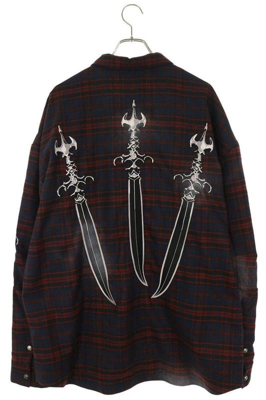 THUG CLUB Arab Sword Flannel Long Sleeve Shirt Multi Size 4