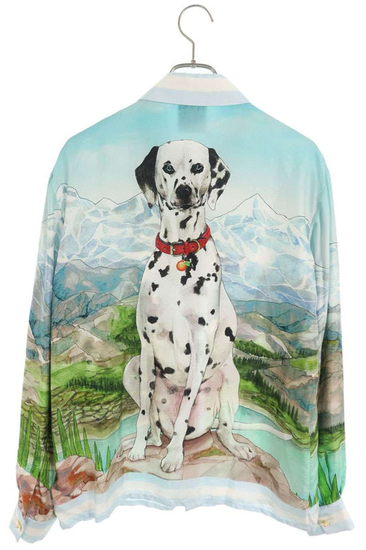 CASABLANCA Dalmatian Print Silk Long Shirt Multi Size S