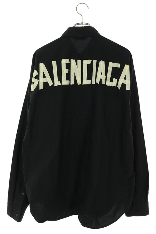 BALENCIAGA Oversized Tape Logo Cotton Sleeve Shirt Size 38