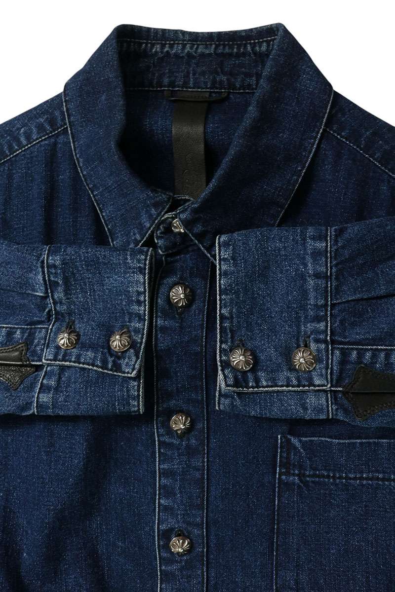Chrome Hearts Loose Ends Cross Patch Denim Shirt Size L