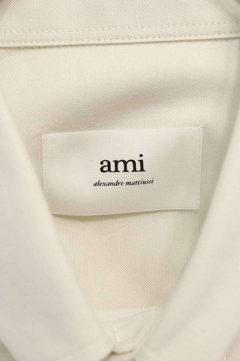 AMI 24SS Embroidered Short Sleeve Shirt White x Red Size S