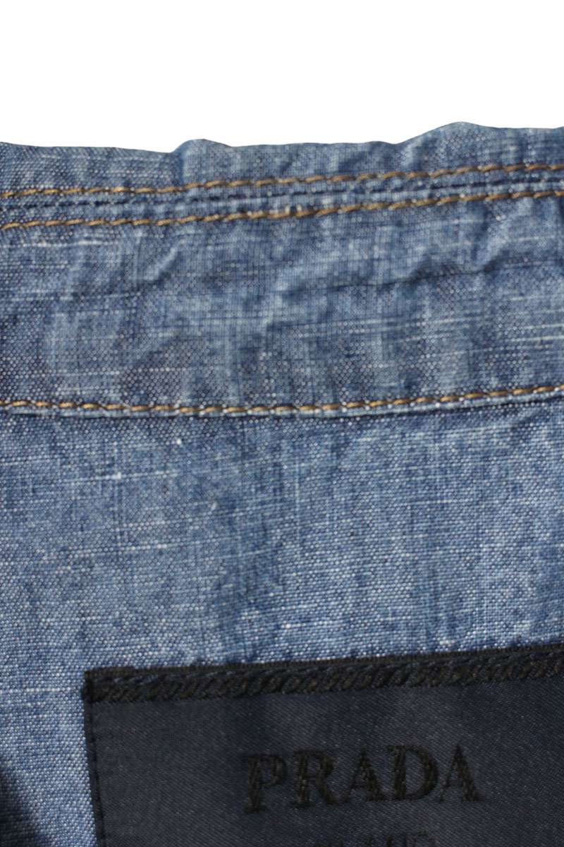 PRADA Triangle Plate Chambray Shirt Indigo Size S