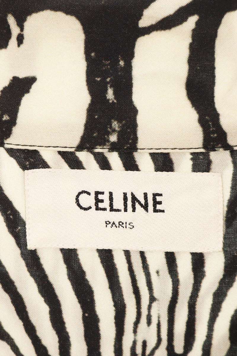 CELINE Rayon Zebra Print Short Sleeve Shirt Multi Size XXS