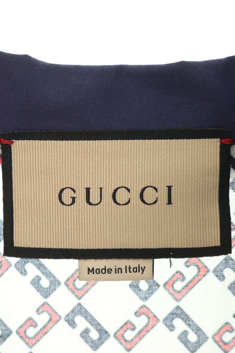 GUCCI All-Over Design Cotton Short Sleeve Shirt White Size S