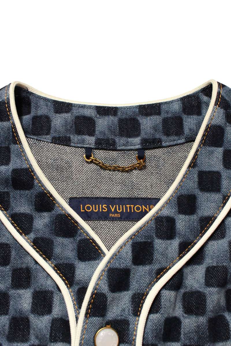 LOUISVUITTON Mini Damier Leather Denim SS Shirt Size S