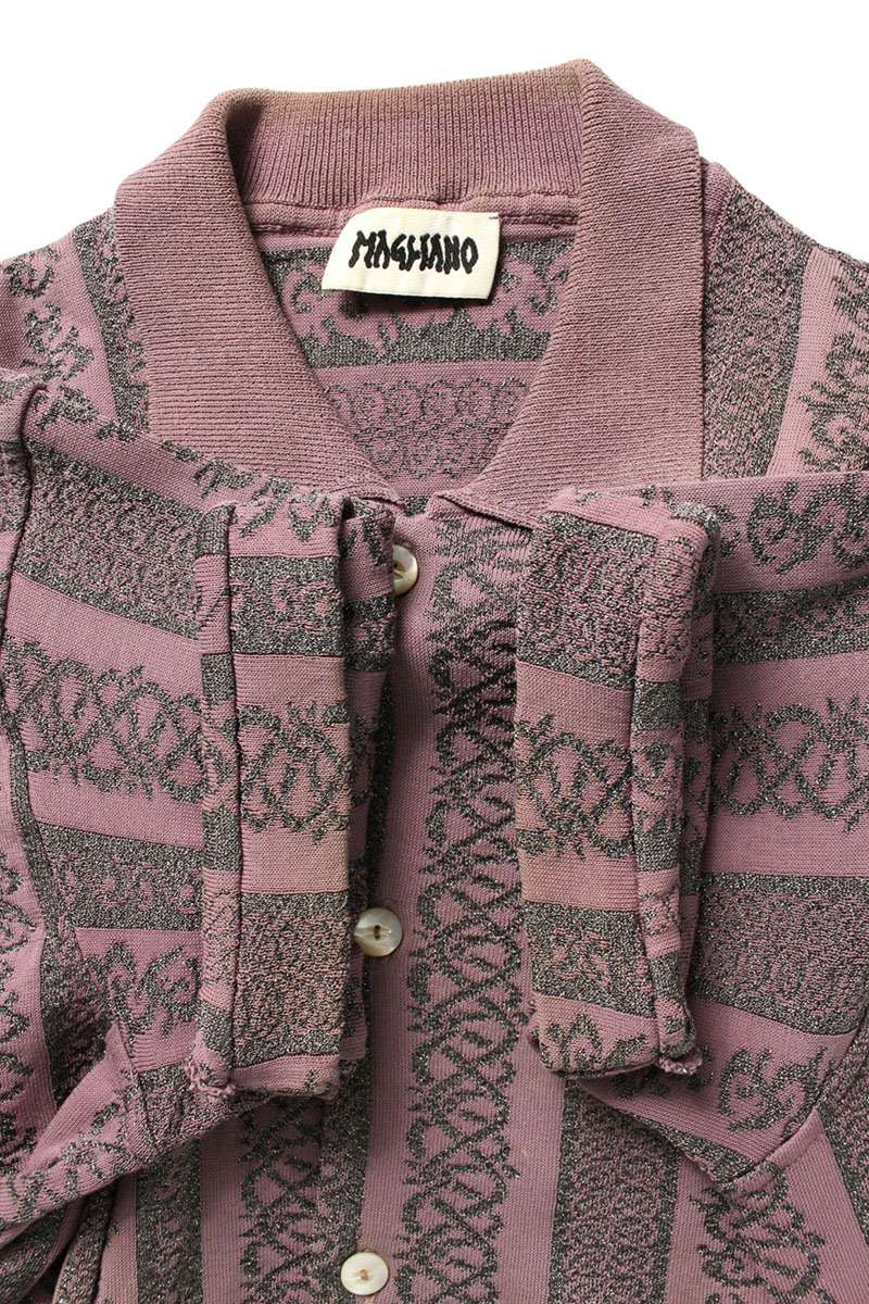 MAGLIANO All-Over Stripe S/S Shirt Purple Size XS