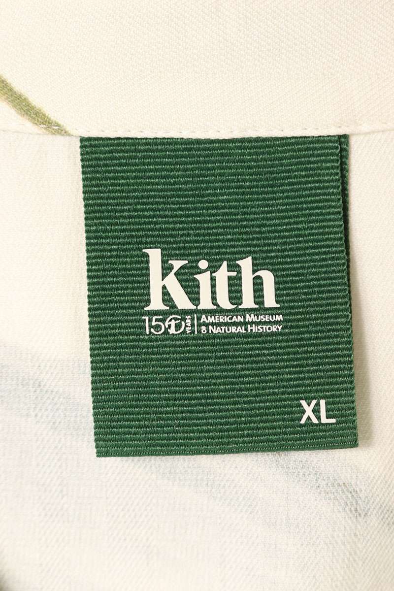 KITH Silk Blend Eagle Design S/S Shirt Beige Size XL