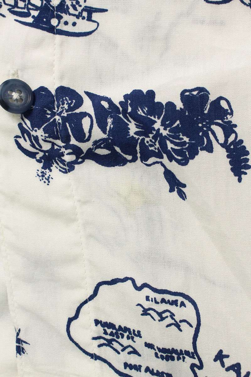 Porter Classic White Rayon All-Over Pattern S/S Shirt Size M