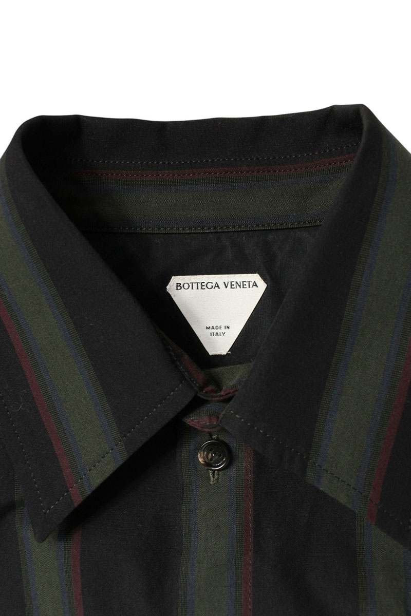 Bottega Veneta Striped Short Sleeve Shirt Green x Black Size S