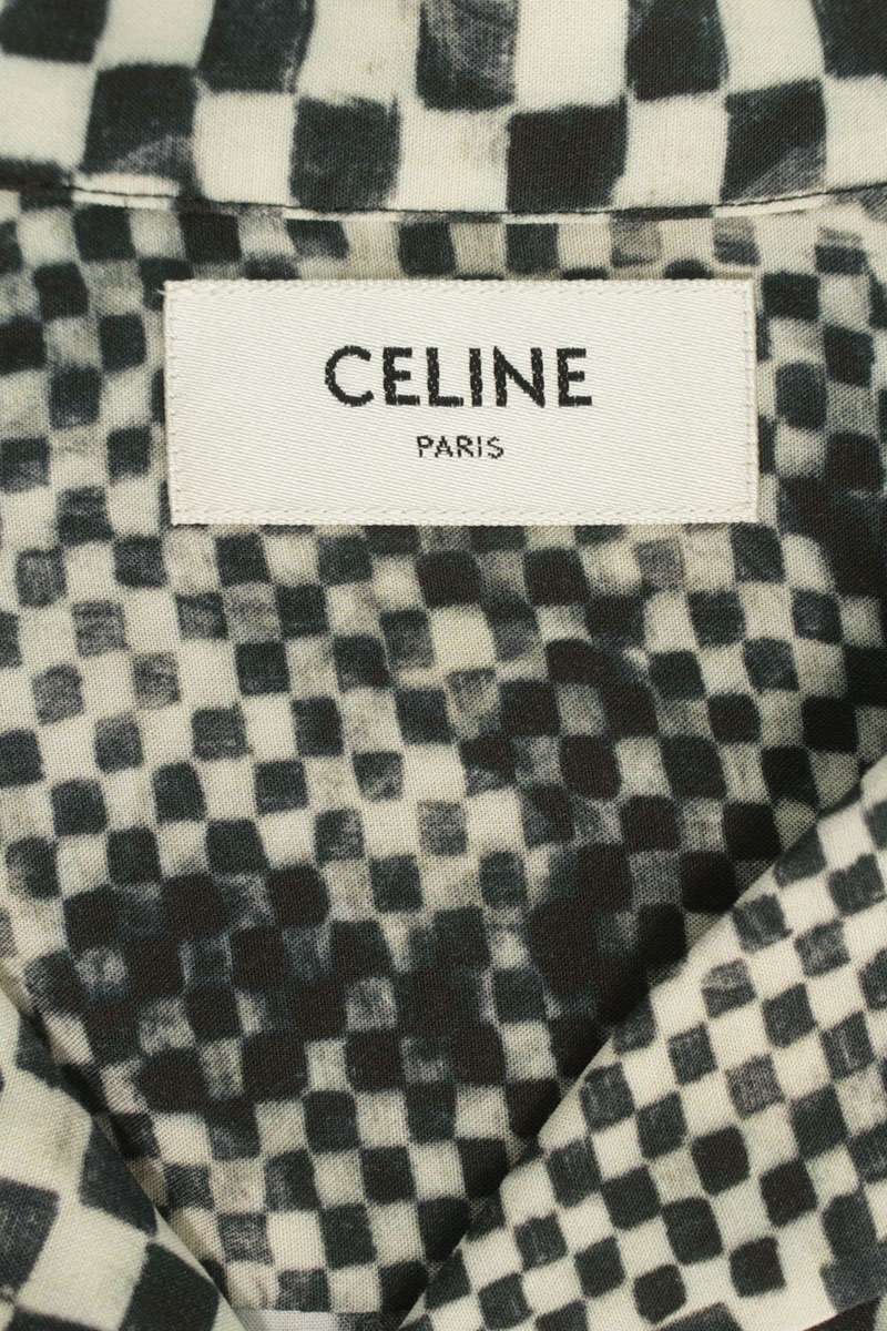 CELINE Check Pattern Rayon Hawaiian S/S Shirt Size XXS