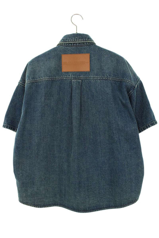 Jil Sander Leather Short Sleeve Shirt Blue Size S