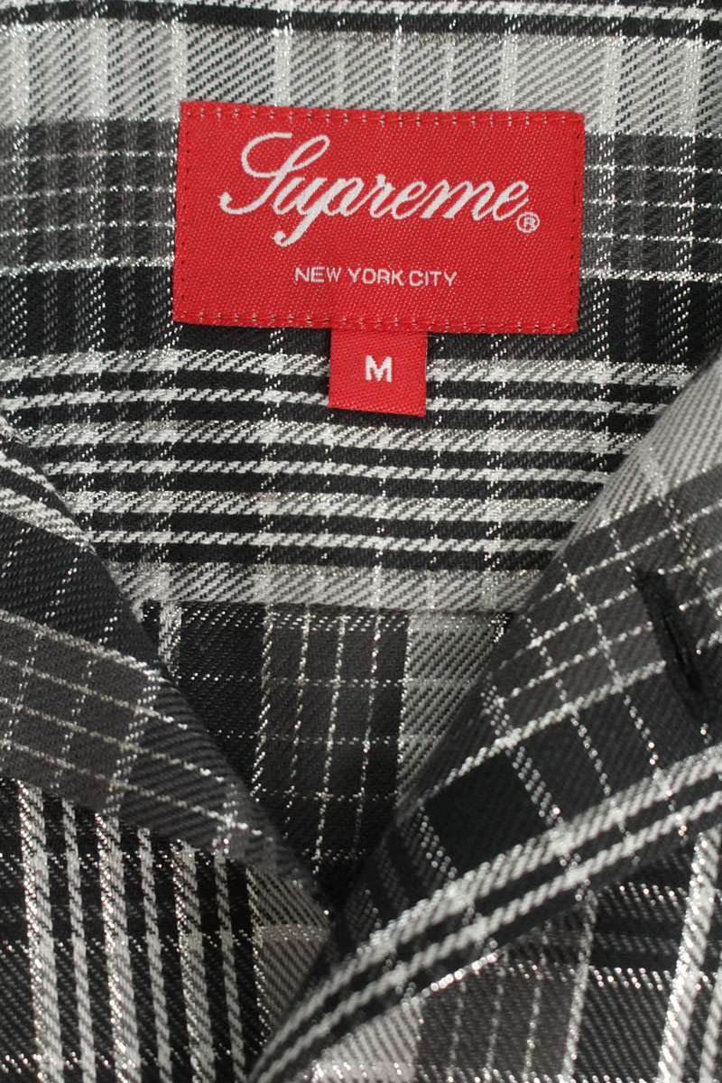 SUPREME 23SS Metallic Plaid Short Sleeve Shirt Size M