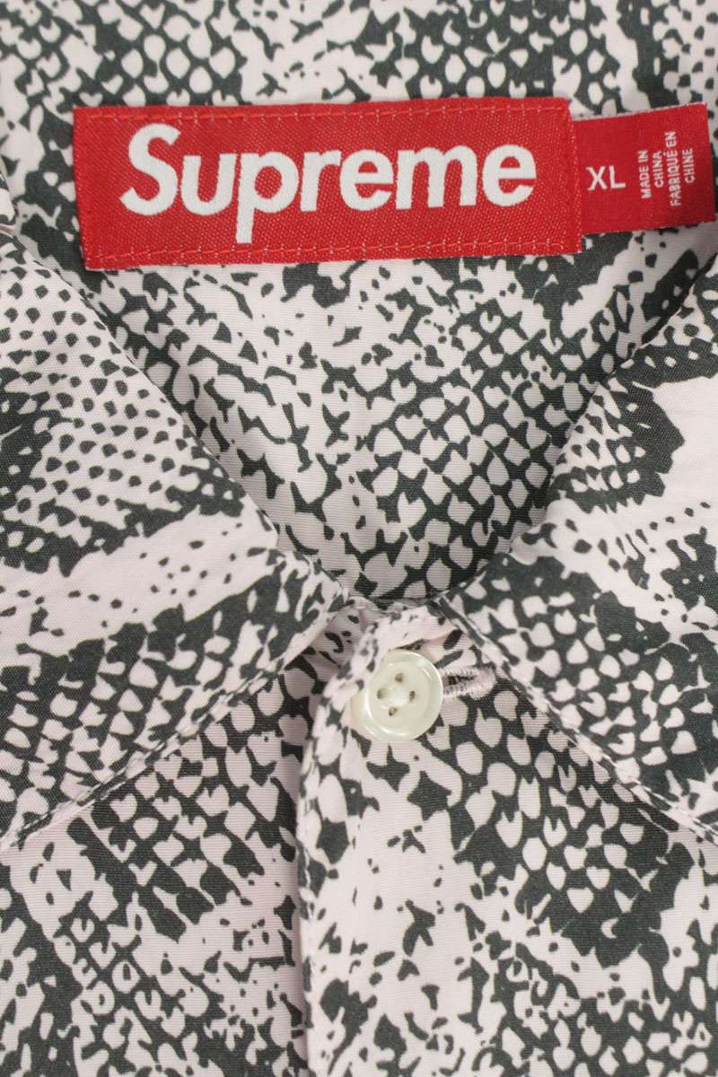 SUPREME 24SS Snake Pattern Rayon SS Shirt Pink Size XL