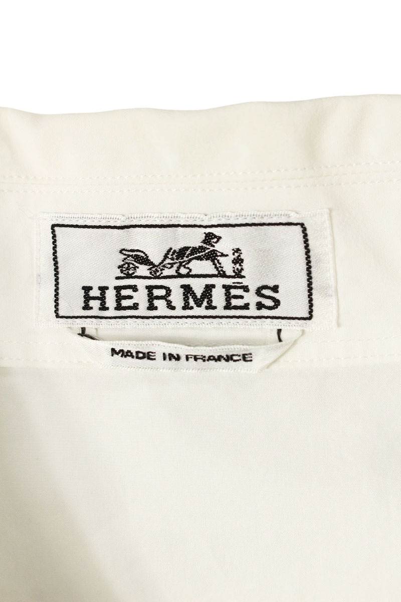 HERMES Multi Cotton Drawstring Snap Button S/S Shirt Size XS