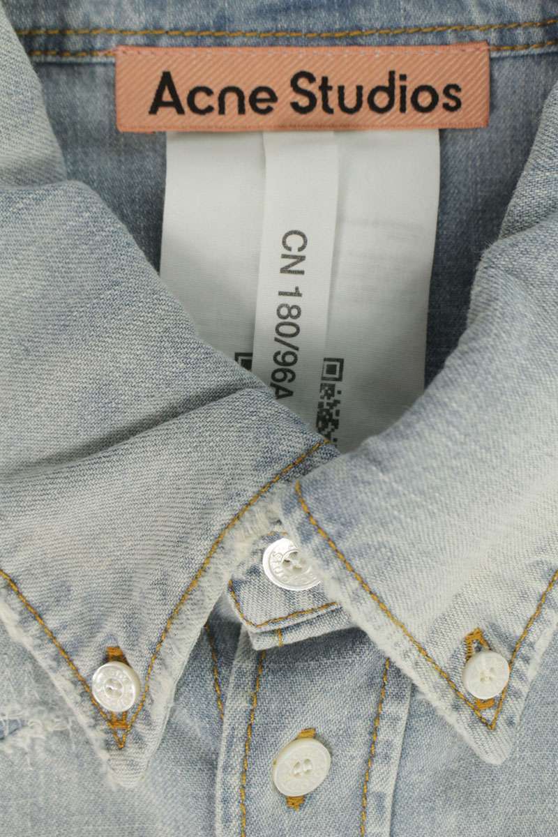 ACNE STUDIOS SS26 Repair Denim Short Sleeve Shirt Size M