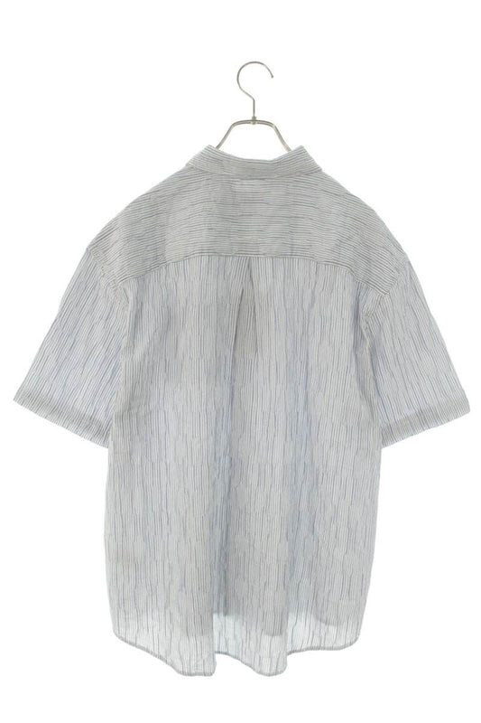 STUSSY Stripe Logo Embroidered SS Shirt Blue Size M