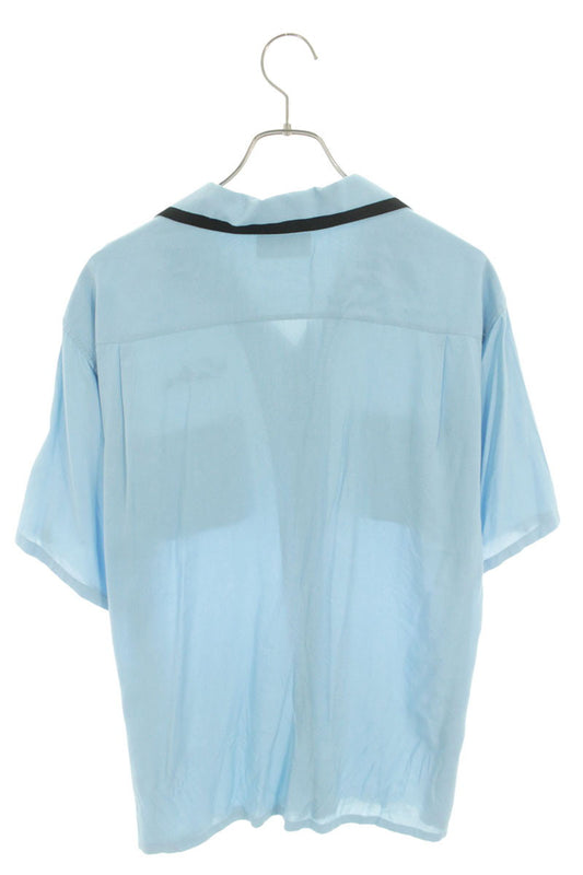 CELINE Logo Embroidered Bowling S/S Shirt Blue Size XXL